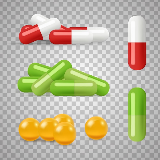 Pilules Réalistes. Médicaments, Médicaments Sur Fond Transparent