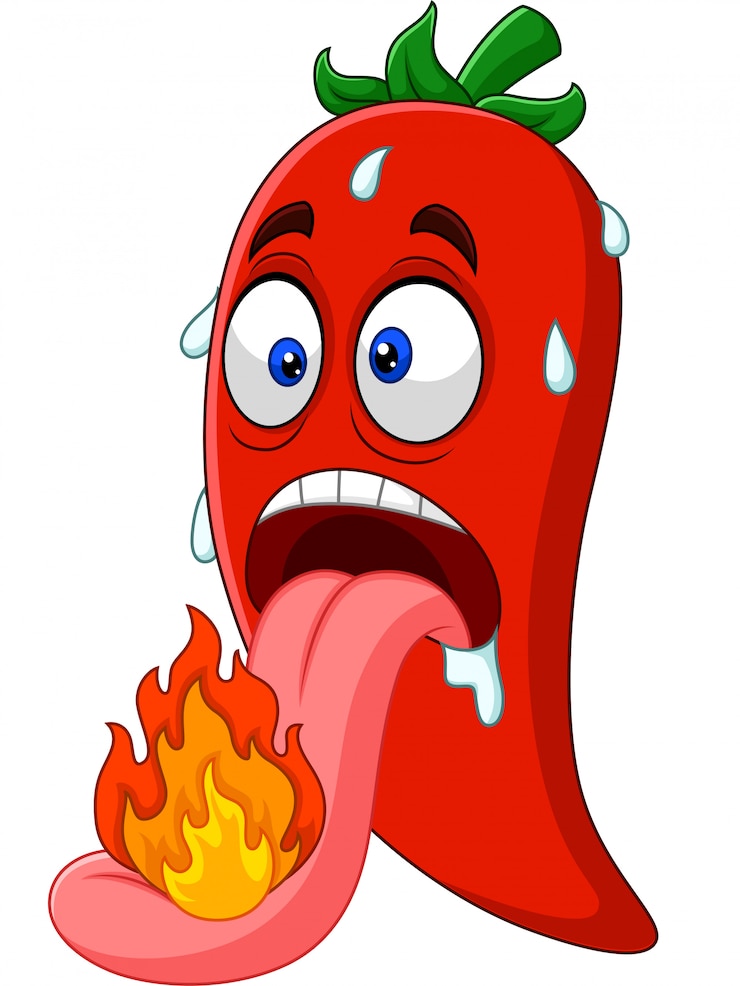 Vecteur piment dessin animé avec une langue qui brûle