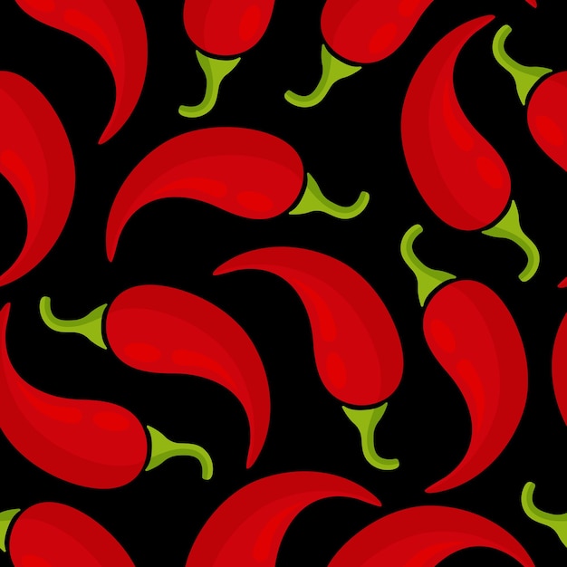 Vecteur piment légume fond transparent vecteur illustration plate. fond de nourriture fraîche dans les couleurs rouges et noires avec élément sans couture de légume piment pour papier d'emballage ou papier peint de restaurant