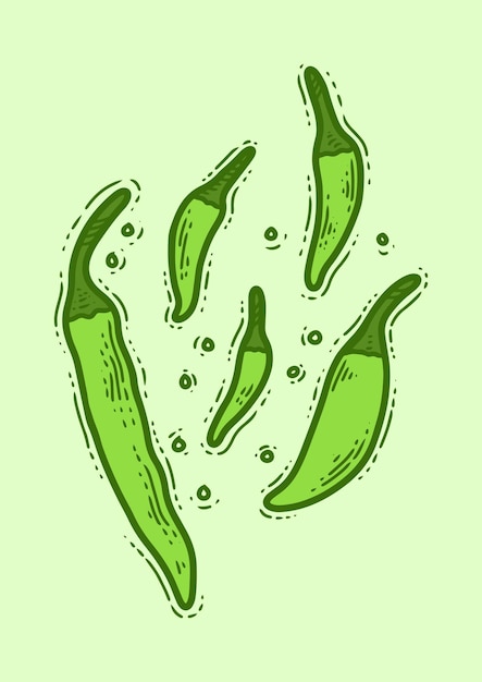 Vecteur piment vert légume dessin animé vector illustration nourriture nature icône concept isolé vecteur premium