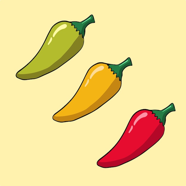 Piment Vert Piment Jaune Et Piment Rouge Symbole Illustration Vectorielle