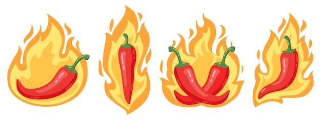 Piments Rouges En Flammes