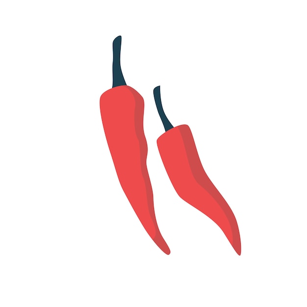 Piments Rouges, Gousses Entières. Légumes Frais Sur Fond Blanc. Illustrations Vectorielles Isolées.