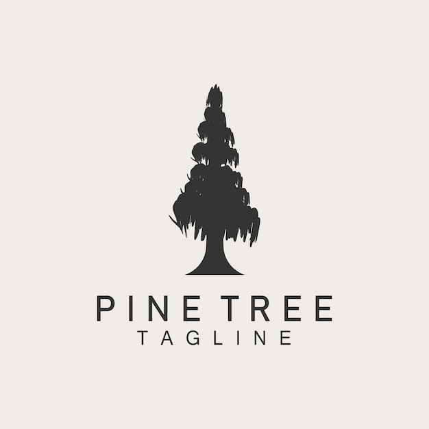 Pin Arbre Logo Plante Verte Vecteur Arbre Silhouette Design Icône Illustration Modèle