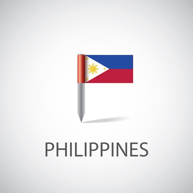Pin du drapeau des Philippines, isolé sur fond clair