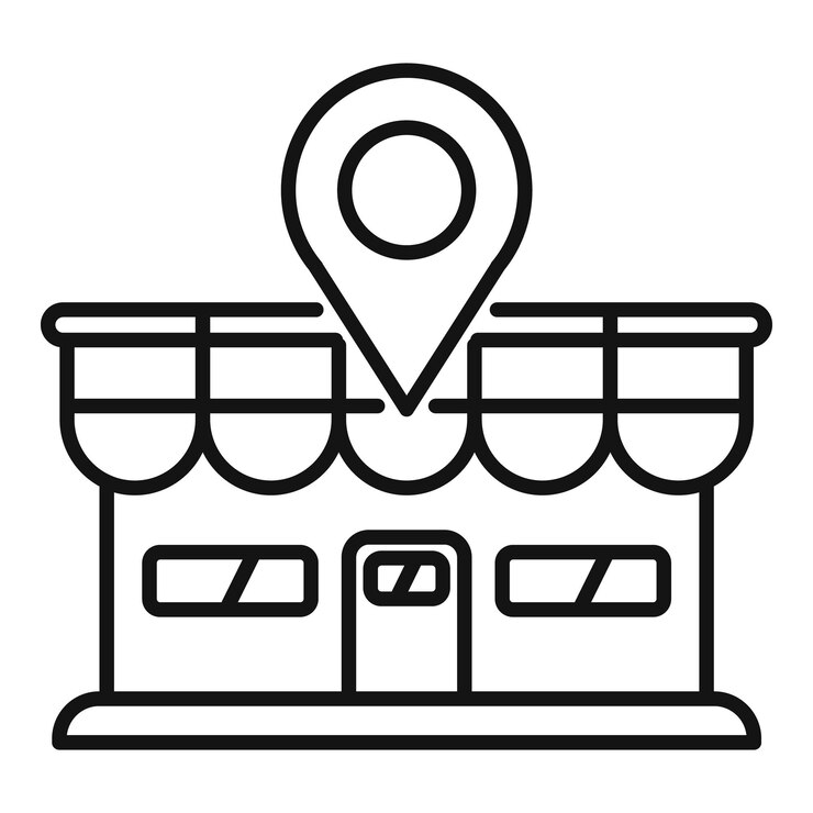 Vecteur pin de localisation montrant une entreprise locale sur une carte