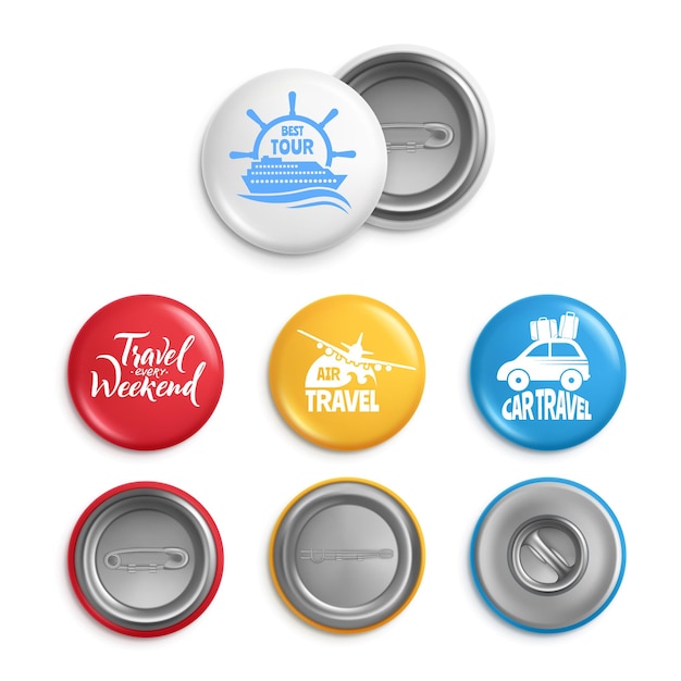 Pin pour les publicités de voyageurs badges de concept de voyage