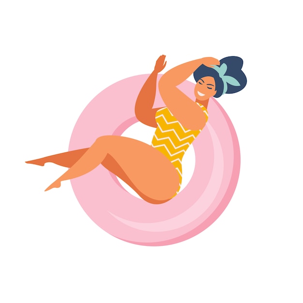 Pin Up Girl Sur Le Flotteur De Piscine Gonflable