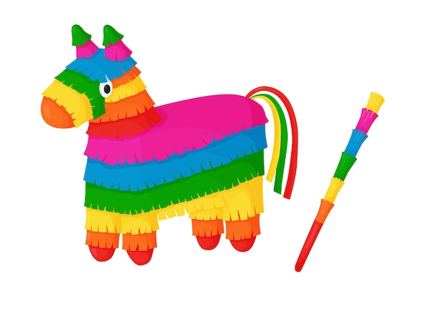 Pinata Cheval Pinata Mexicain Avec Bonbons Et Bâton Vacances Et Carnaval Mexicains