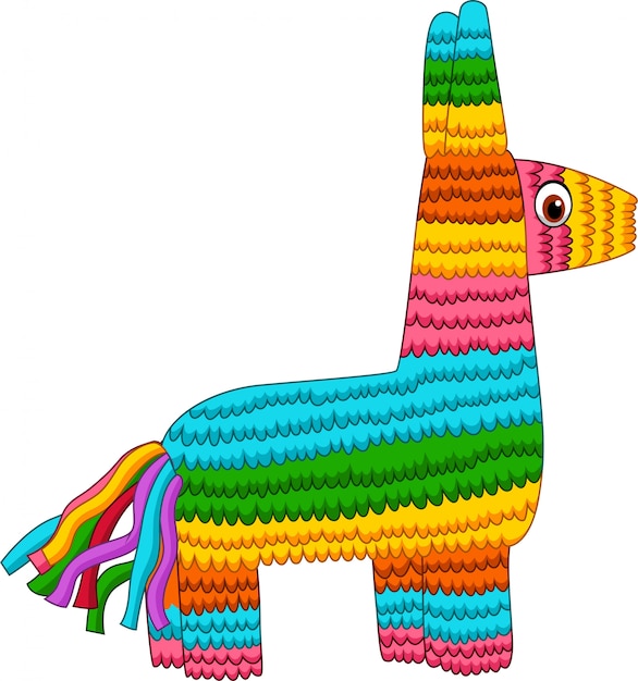 Pinata Coloré De Dessin Animé Isolé Sur Fond Blanc