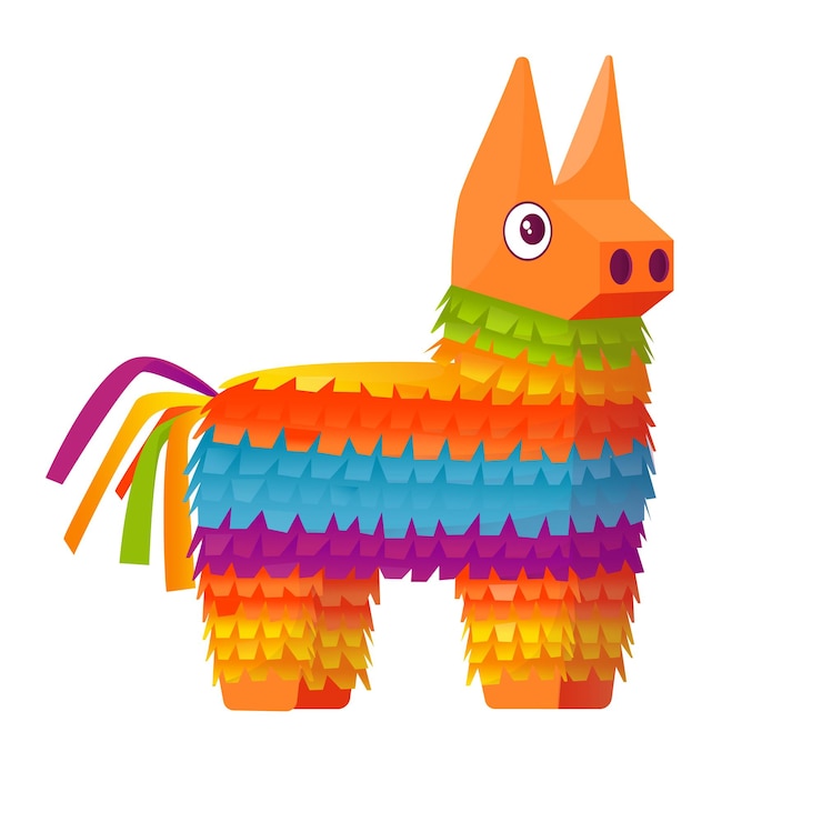 Vecteur pinata pour un anniversaire jouet en papier ondulé avec des bonbons ou une surprise à l'intérieur