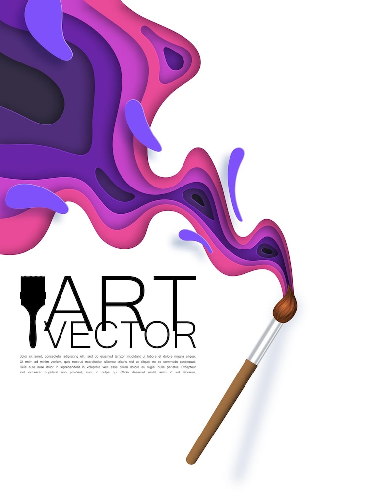 Vecteur pinceau, artiste. taches de peinture de différentes couleurs, en papier style, découpées. avec ombre