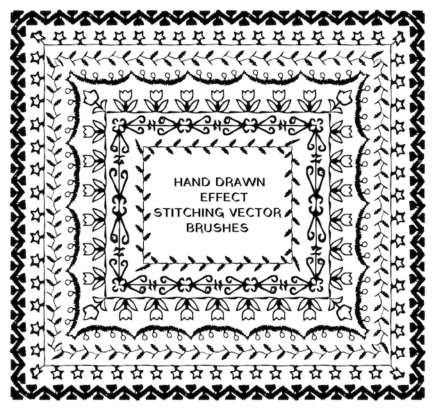 pinceaux vectoriels sertis d'effet brodé à la main