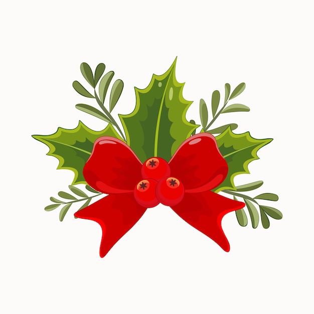 Pine Rowan Cinnamon et Red Ribbon Wreath Joyeux Noël Illustration vectorielle de l'affiche vectorielle
