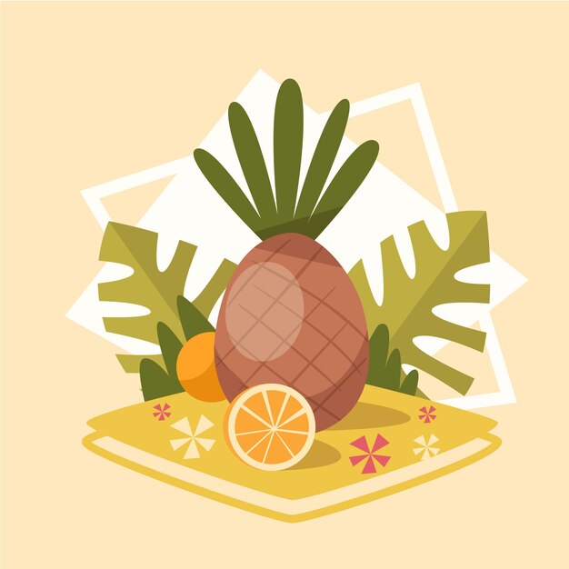 Pineapple Icon Summer Sea Vacation Concept Summertime Holiday