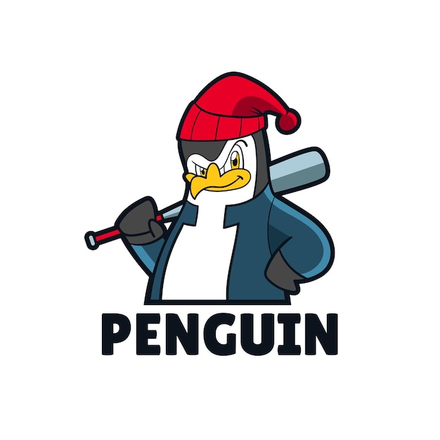 Pingouin Avec Illustration De Mascotte De Batte De Baseball