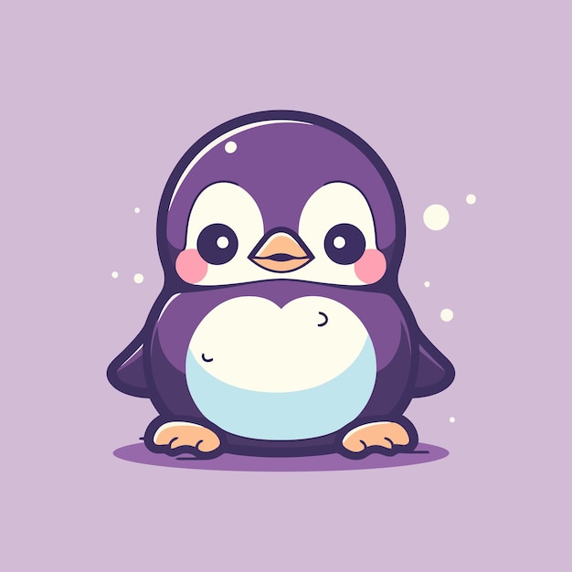 Pingouin mignon sur fond violet