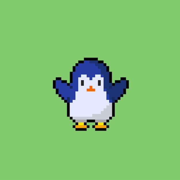 Pingouin Mignon Avec Un Style Pixel Art