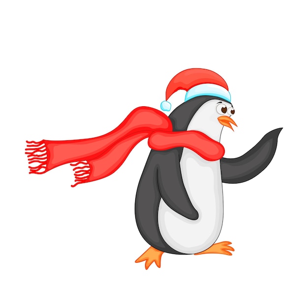 Pingouin De Noël Mignon. Illustration Vectorielle De Dessin Animé. Eps