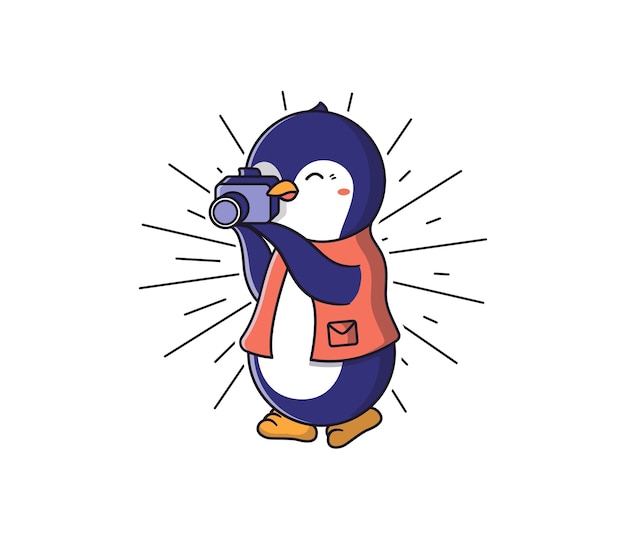 Pingouin Avec Veste Prend Une Photo