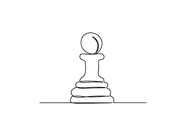 Pion D'échecs Dessin D'art En Ligne Unique, Illustration Vectorielle