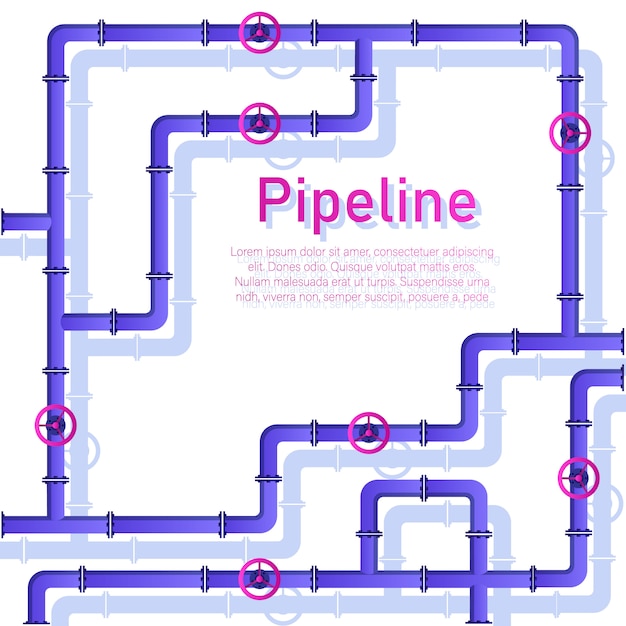 Vecteur pipeline. valve, raccords de tuyaux, compteurs, détails de tuyaux.