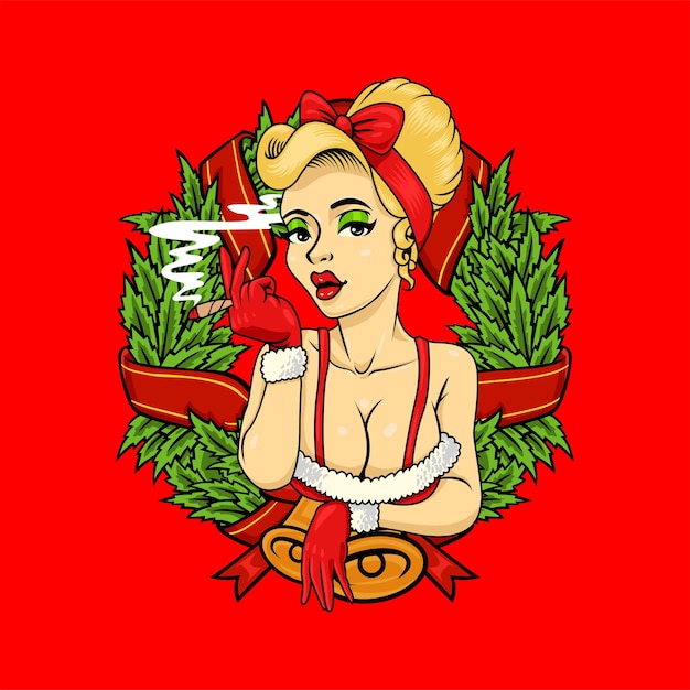 pipup girl marijuana logo mascotte noël thème