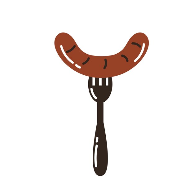 Vecteur piquer la saucisse avec une illustration vectorielle de fourchette