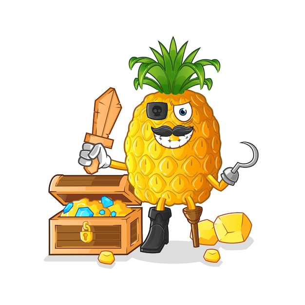 Pirate D'ananas Avec Mascotte Au Trésor