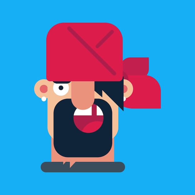 Vecteur un pirate au chapeau rouge.