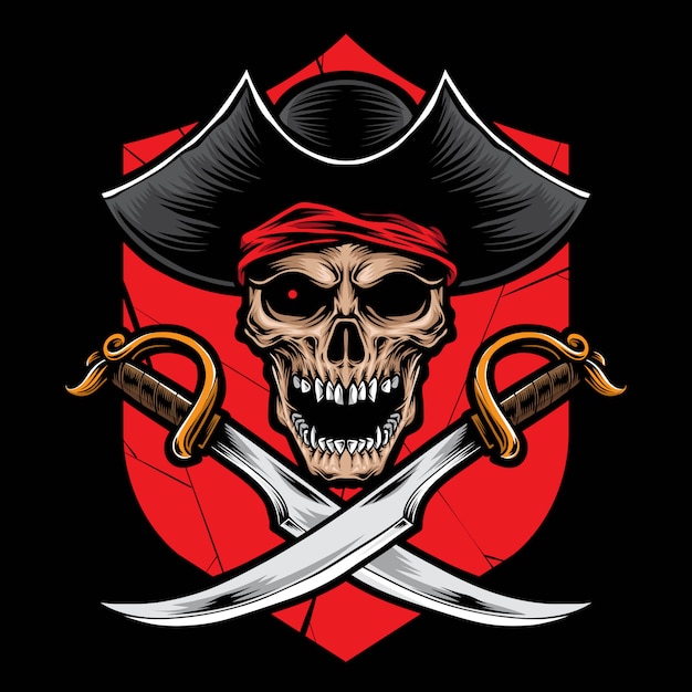 Pirate crâne avec vecteur épée