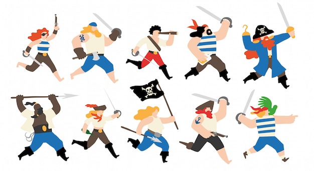 Vecteur pirate crew character set