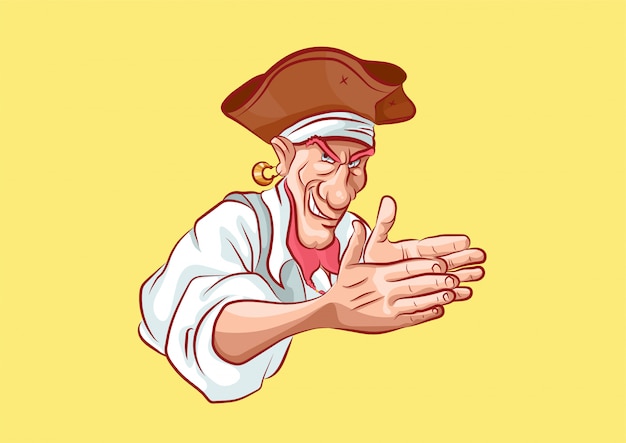 Pirate De Personnage De Dessin Animé Rusé Sournoisement