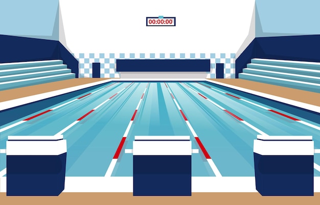 Vecteur piscine arena swim lane compétition sportive design plat illustration