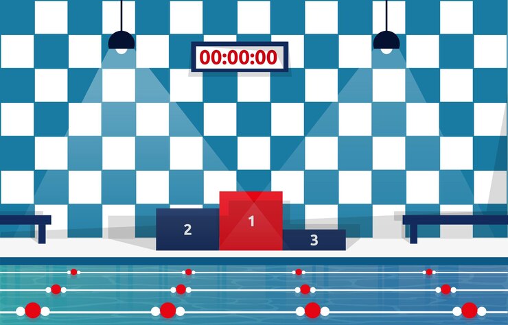 Vecteur piscine swim lane sport champion podium compétition illustration plate