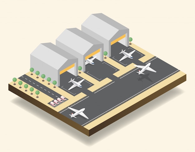 Piste de l'aéroport, illustration vectorielle isométrique aérodrome