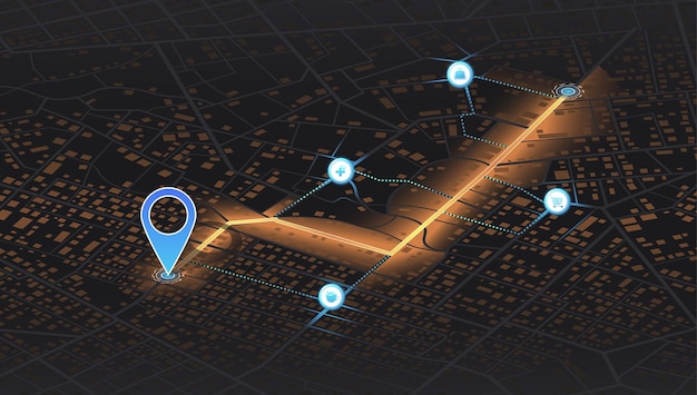 Pistes De Localisation Isométriques Tableau De Bord Rue De La Ville Route De La Ville Rues Et Blocs Données De Distance D'itinéraire