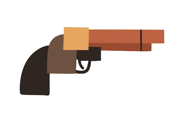 Pistolet dessiné à la main en illustration vectorielle de style plat sur blanc