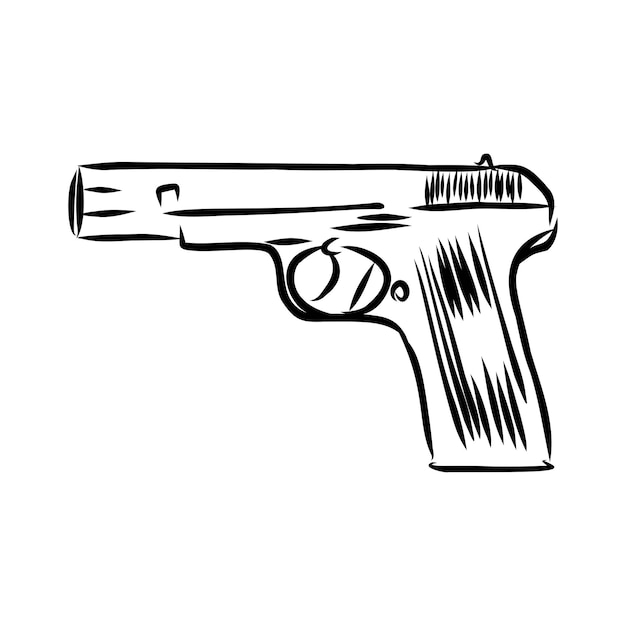 Vecteur pistolet dessiné à la main isolé. illustration de croquis de vecteur