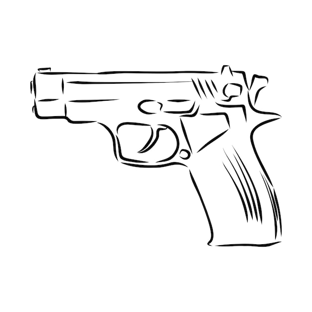 Vecteur pistolet dessiné à la main isolé. illustration de croquis de vecteur