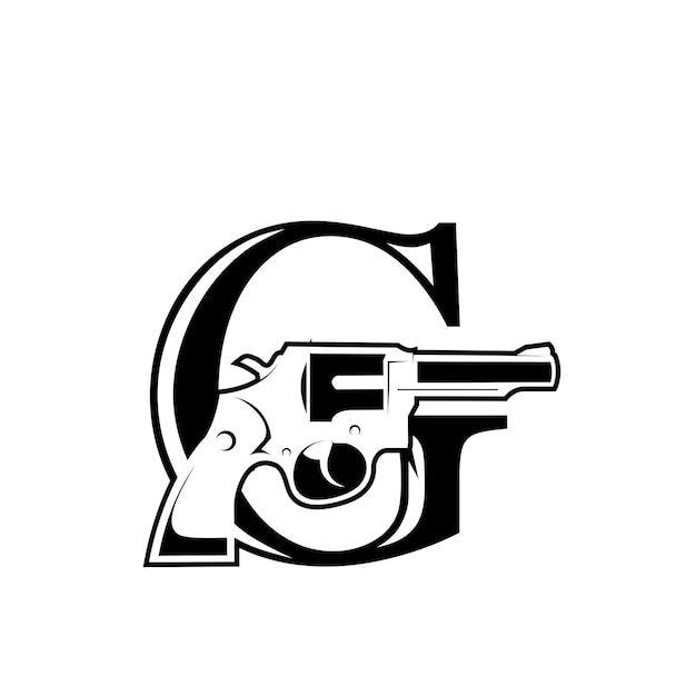 Pistolet Lettre G Logo Design Silhouette