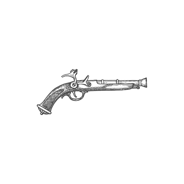 Pistolet Mousquet Pirate Fusil Revolver Rétro Isolé