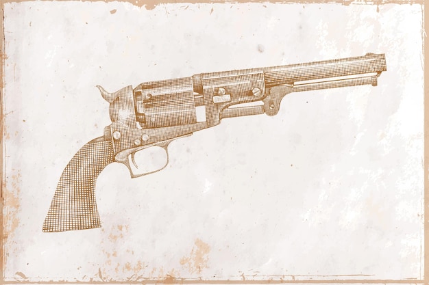 Pistolet revolver vintage et texture de papier ancien