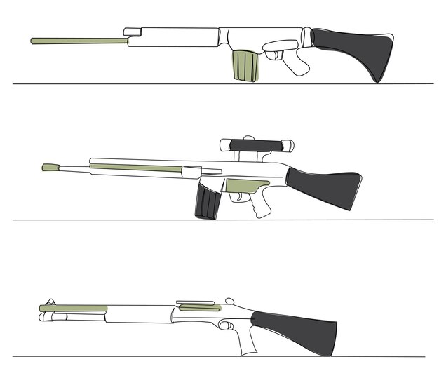 Vecteur pistolet de silhouette sur vecteur de fond blanc