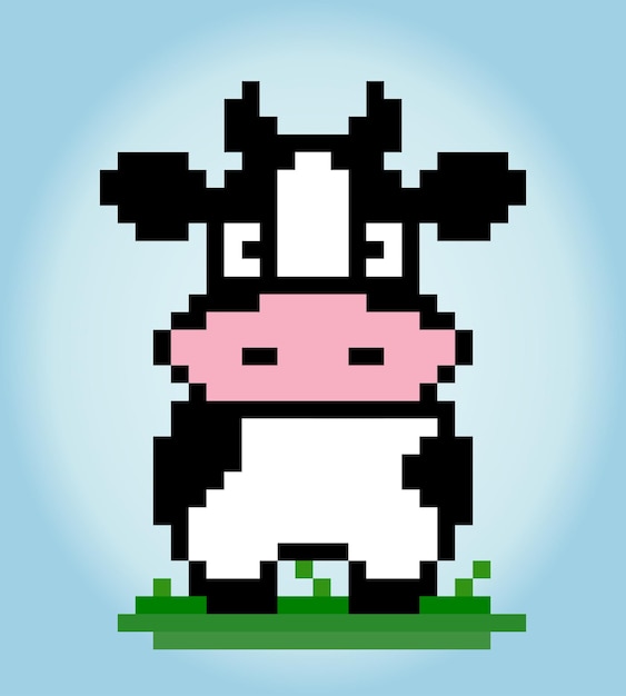 Pixel De 8 Bits De Vache Animaux Pour Les Actifs De Jeu Dans Les Illustrations Vectorielles Motif De Point De Croix Vache