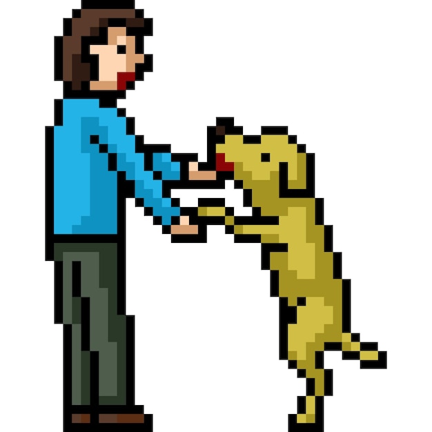 Vecteur pixel art d'un ami chien homme