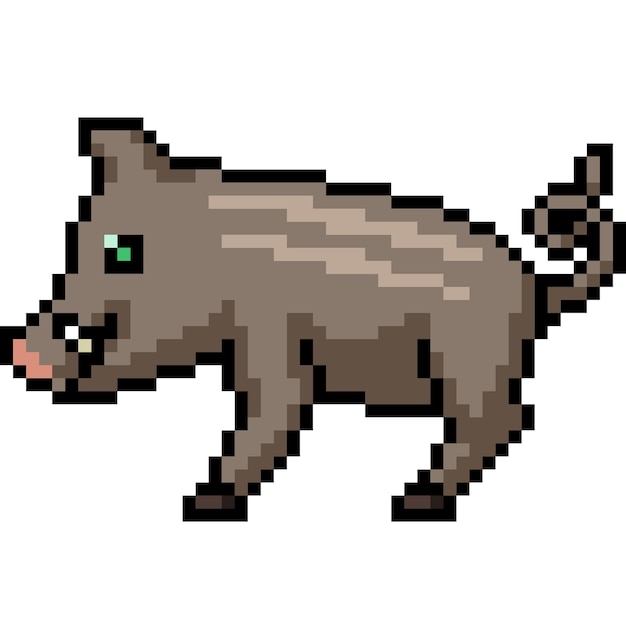 Vecteur pixel art de bébé sanglier brun