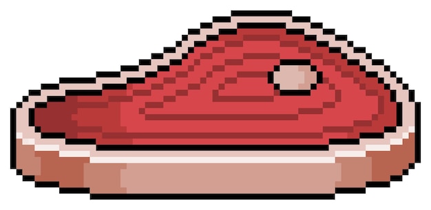 Pixel art bifteck bit élément de jeu isolé sur blanc