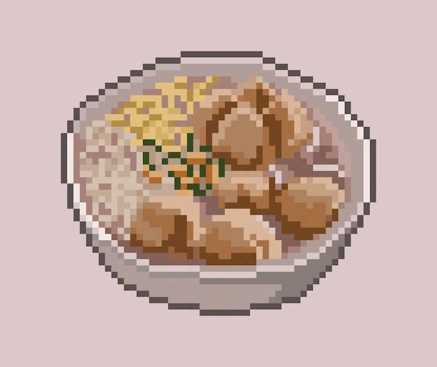 Pixel Art Boulette De Viande Dans Le Bol