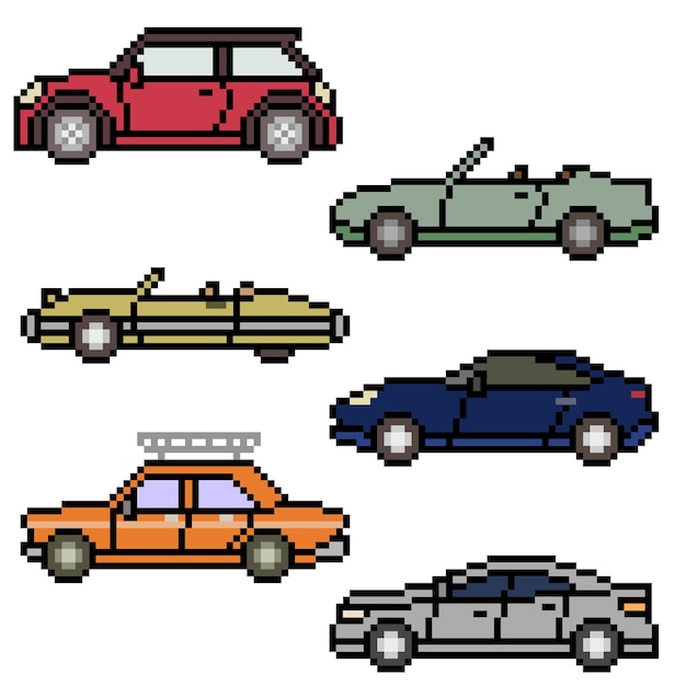 Pixel art de divers côtés de la voiture